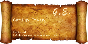 Gariup Ervin névjegykártya